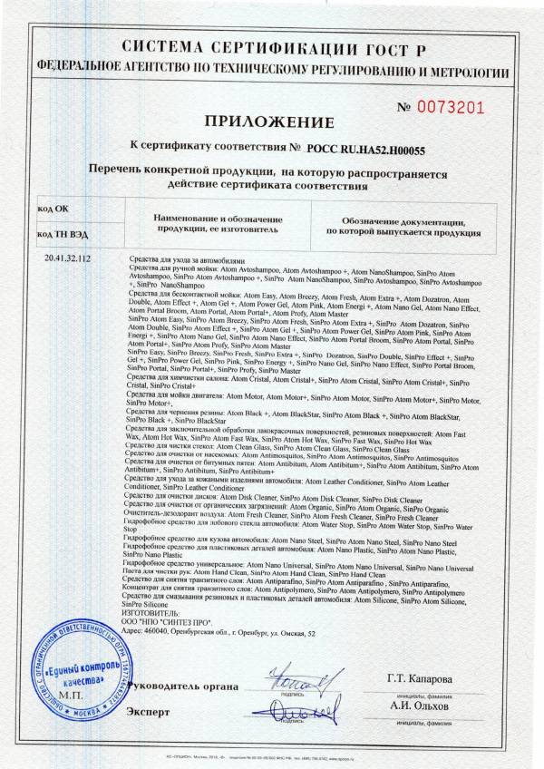 Сертификат ГОСТ Р Автохимия и автокосметика (2)