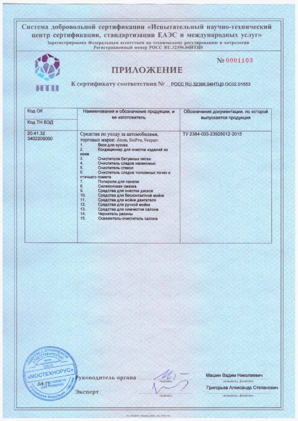 Сертификат ГОСТ Р Автохимия и автокосметика Atom, SinPro до 27.06.2025 г._2